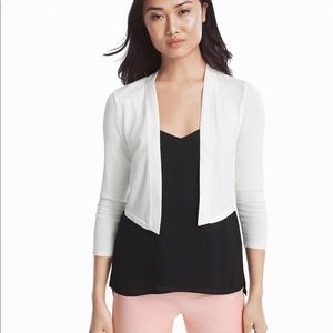 WHBM White ribbed shrug jacket